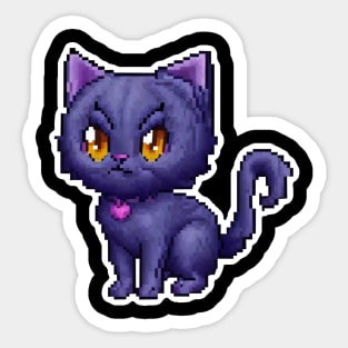 Funny Cute Black Cat Valentine Love Heart Sticker